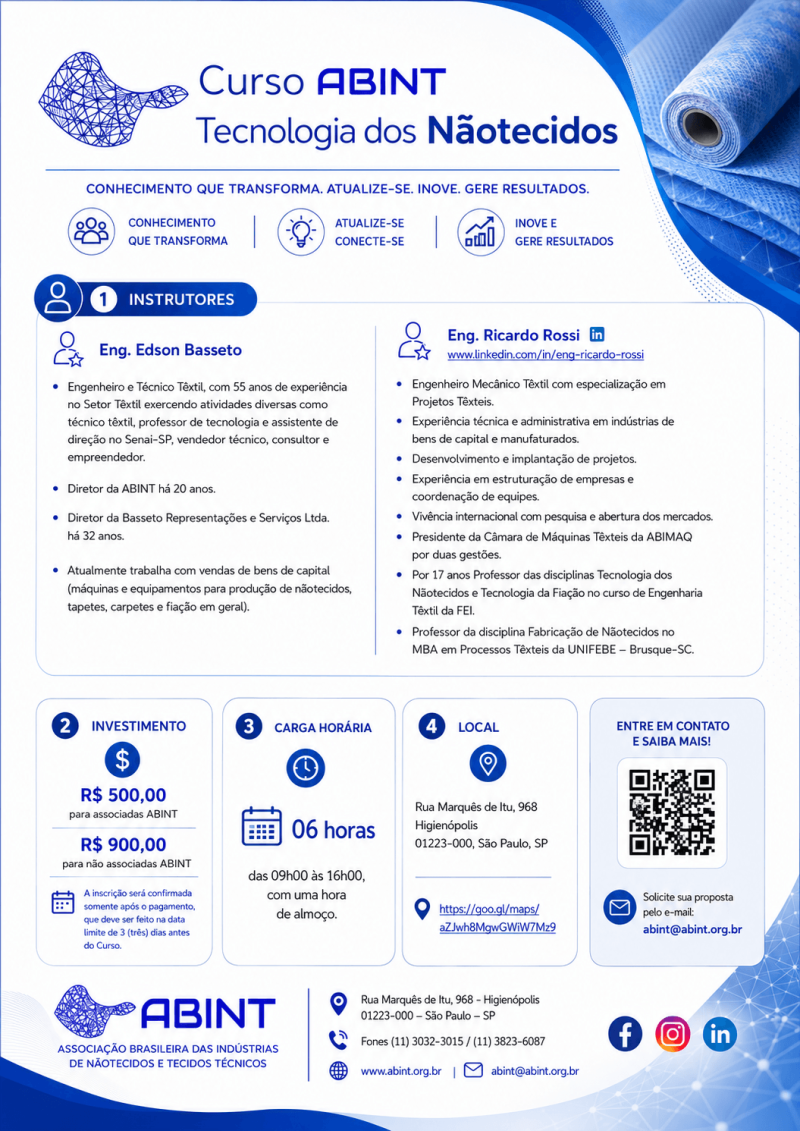 INFORMA&Ccedil;&Otilde;ES Curso ABINT Tecnologia dos N&atilde;otecidos